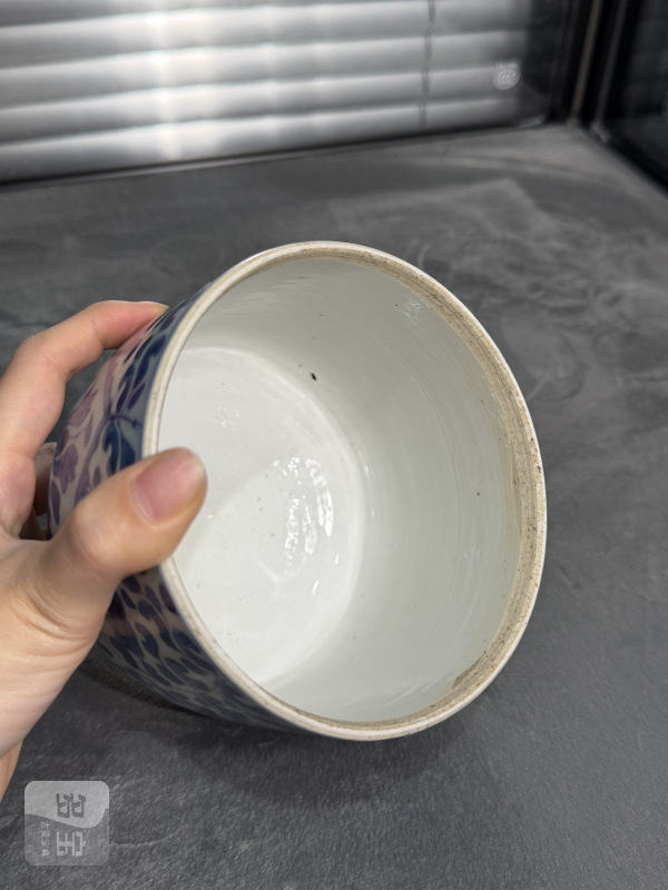 清康熙青花缠枝花卉纹盖缸 - 图12